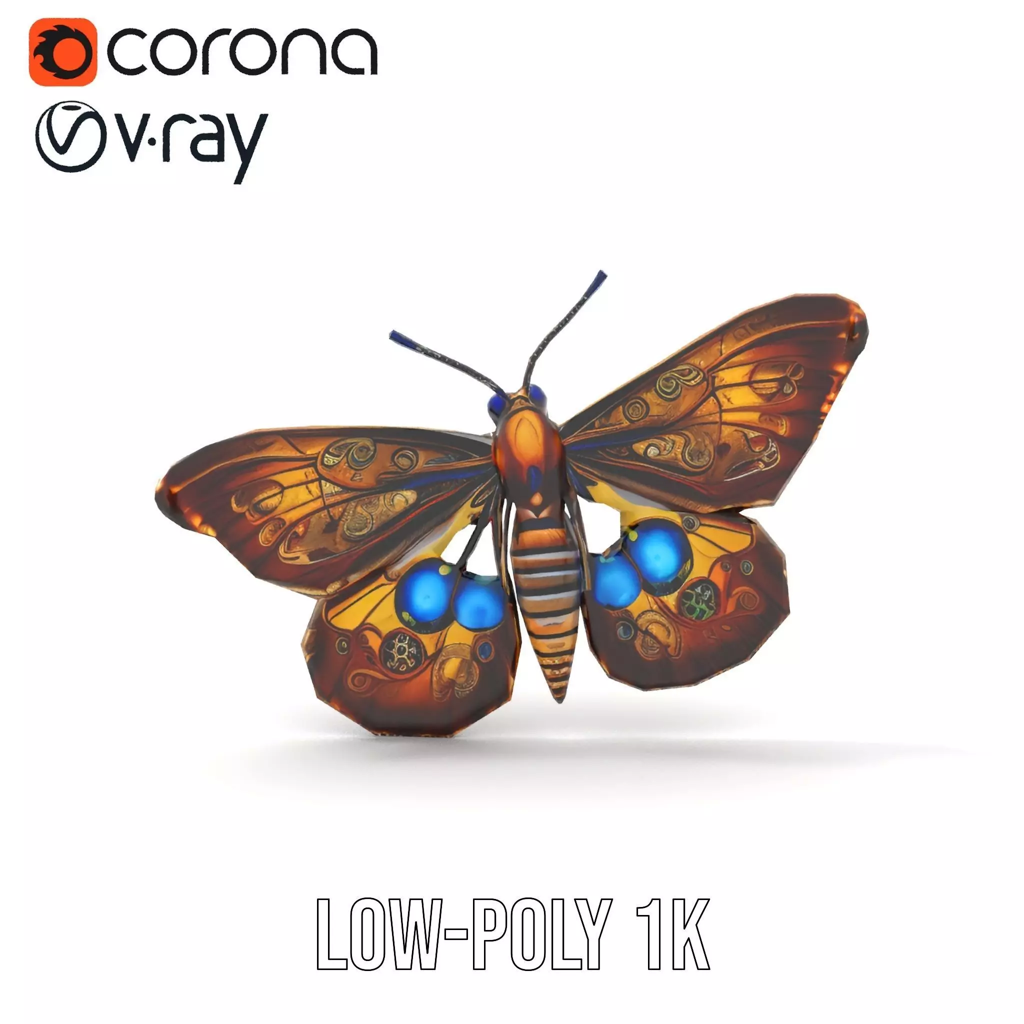 Steampunk Butterfly model pack Low-poly 3D model_14