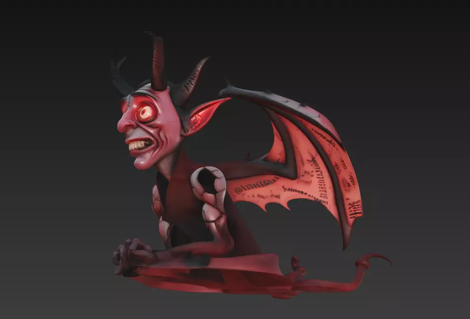 Infernal Jester - Stylized Demon Character Sculpture 3D print model_0