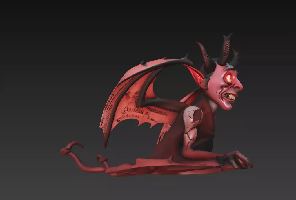 Infernal Jester - Stylized Demon Character Sculpture 3D print model_3