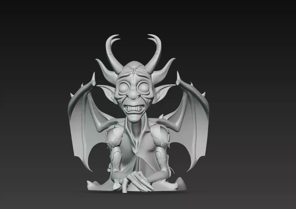 Infernal Jester - Stylized Demon Character Sculpture 3D print model_7