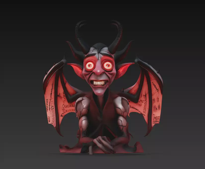 Infernal Jester - Stylized Demon Character Sculpture 3D print model_5