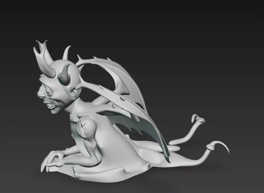 Infernal Jester - Stylized Demon Character Sculpture 3D print model_4