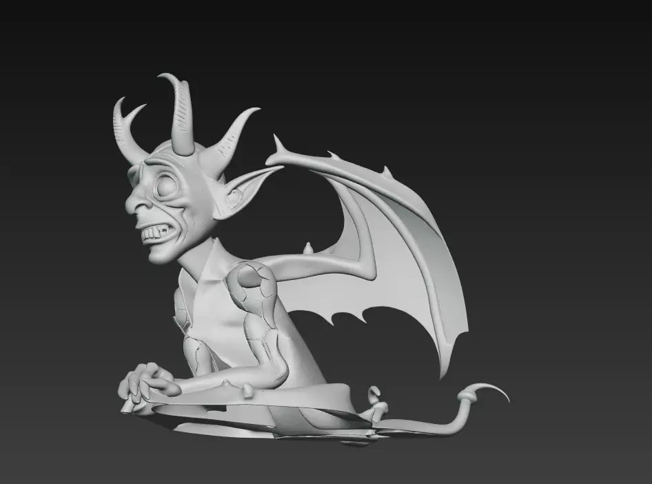 Infernal Jester - Stylized Demon Character Sculpture 3D print model_8