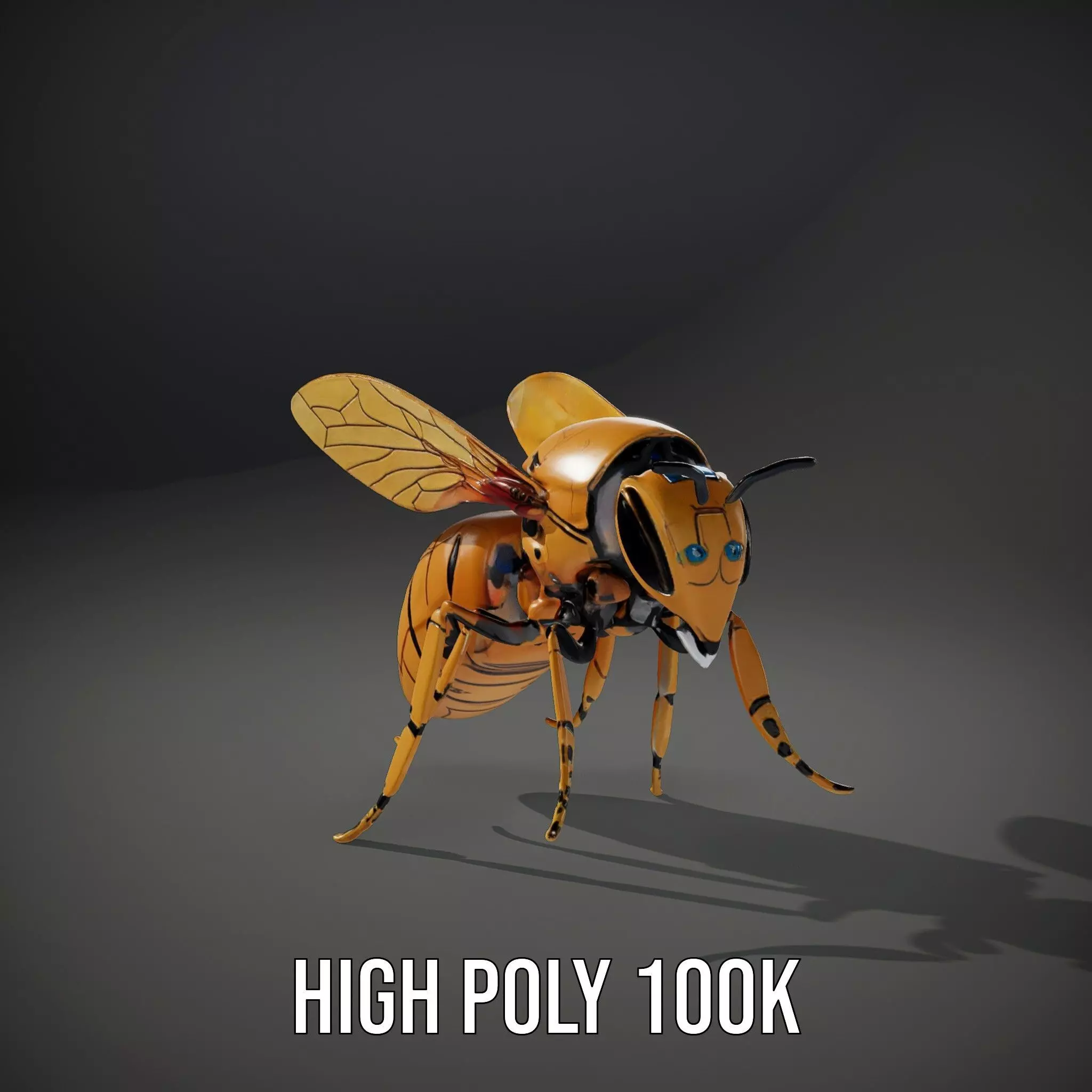 Golden Robotic Bee model pack Low-poly 3D model_8