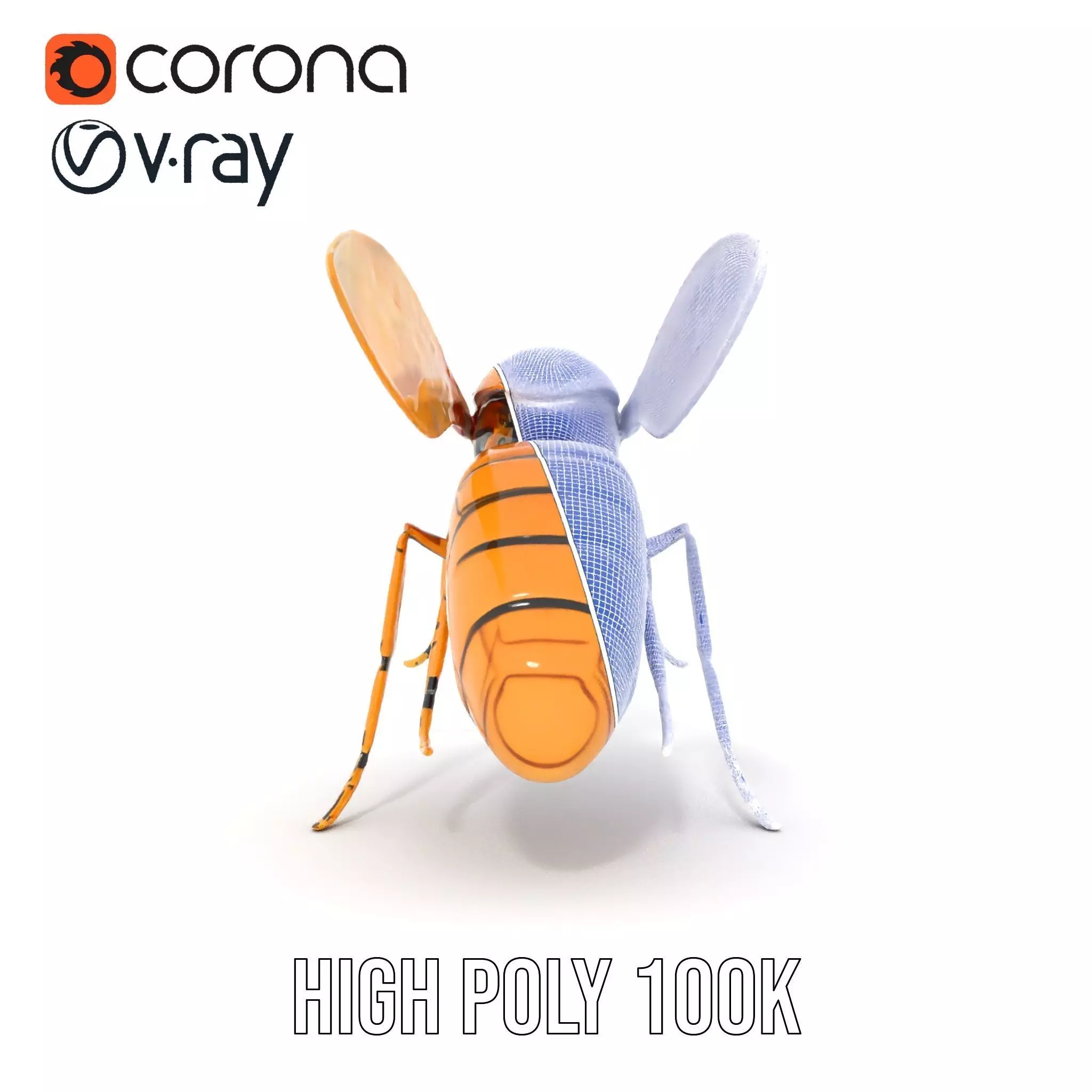 Golden Robotic Bee model pack Low-poly 3D model_33