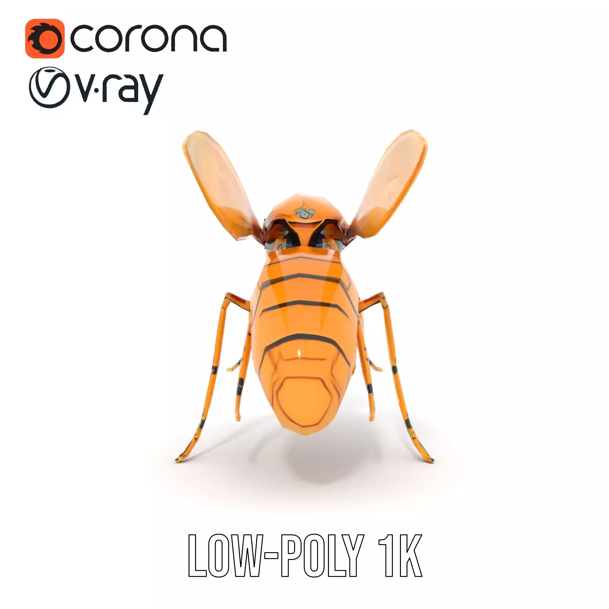Golden Robotic Bee model pack Low-poly 3D model_22