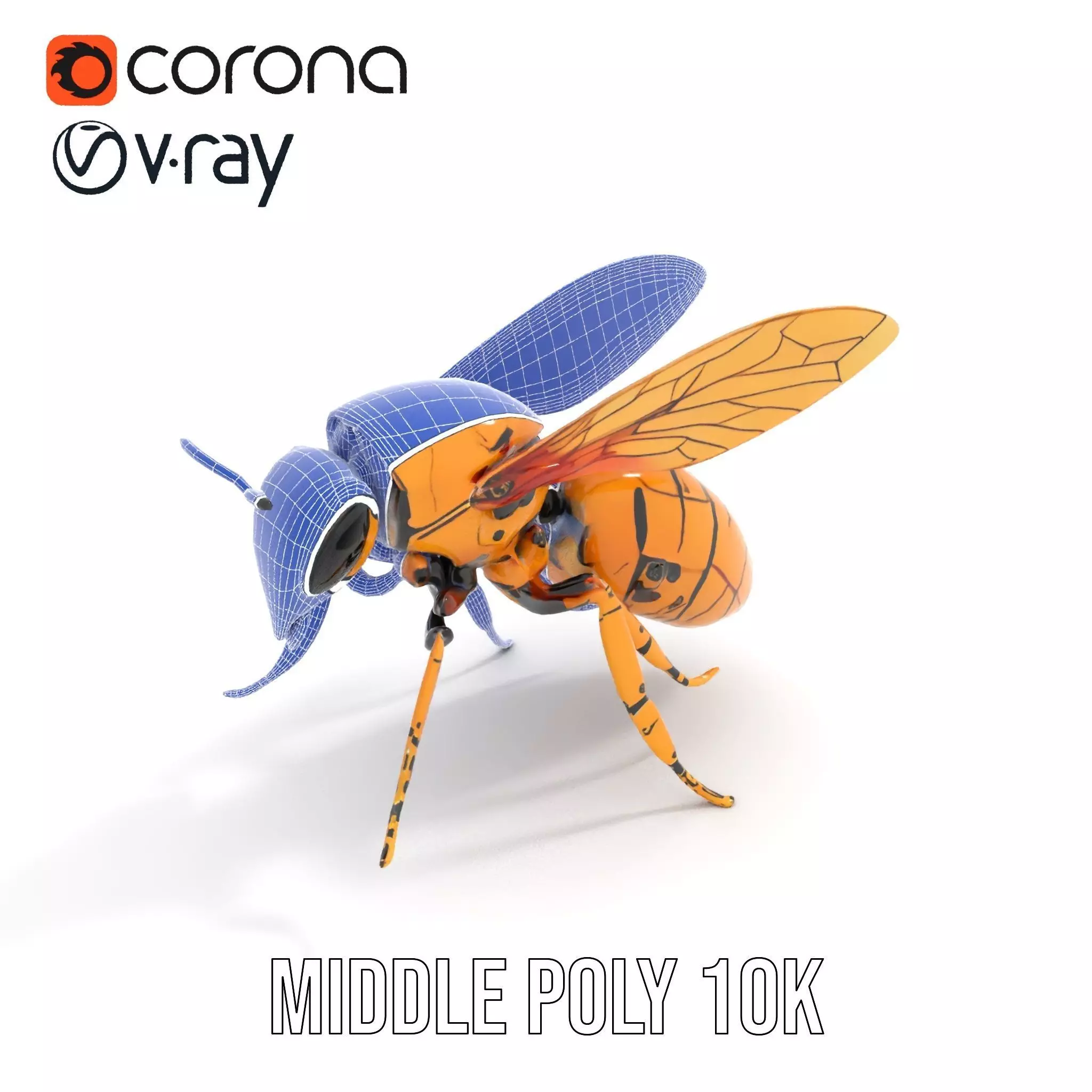 Golden Robotic Bee model pack Low-poly 3D model_27