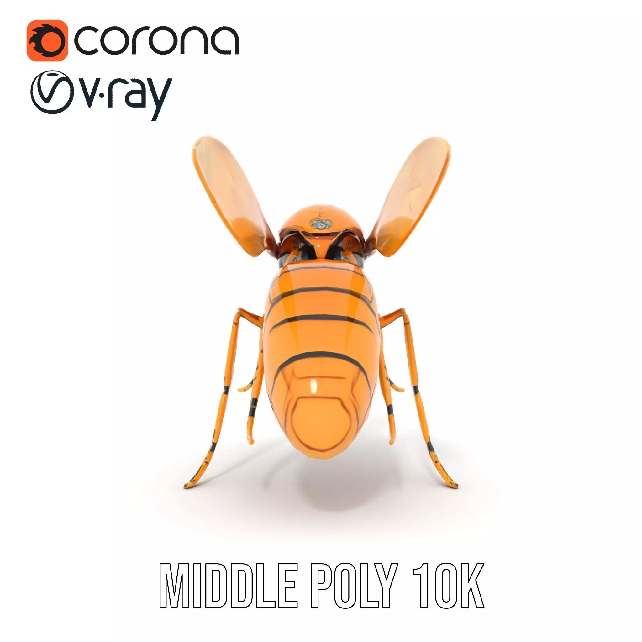 Golden Robotic Bee model pack Low-poly 3D model_6