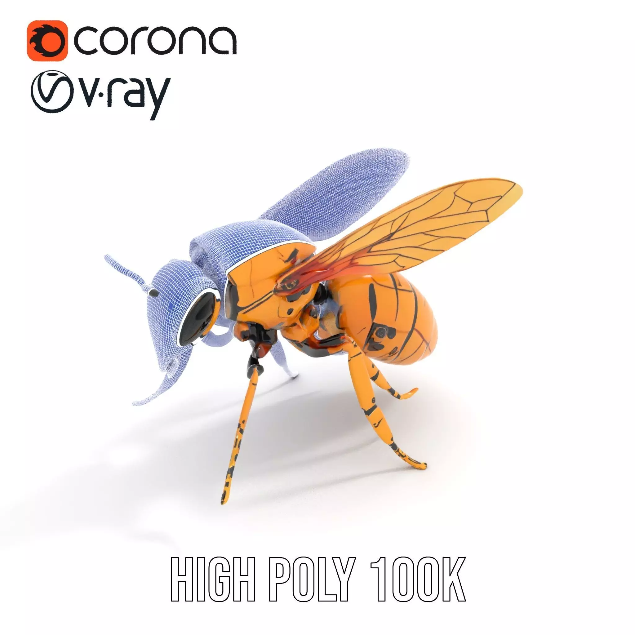 Golden Robotic Bee model pack Low-poly 3D model_32