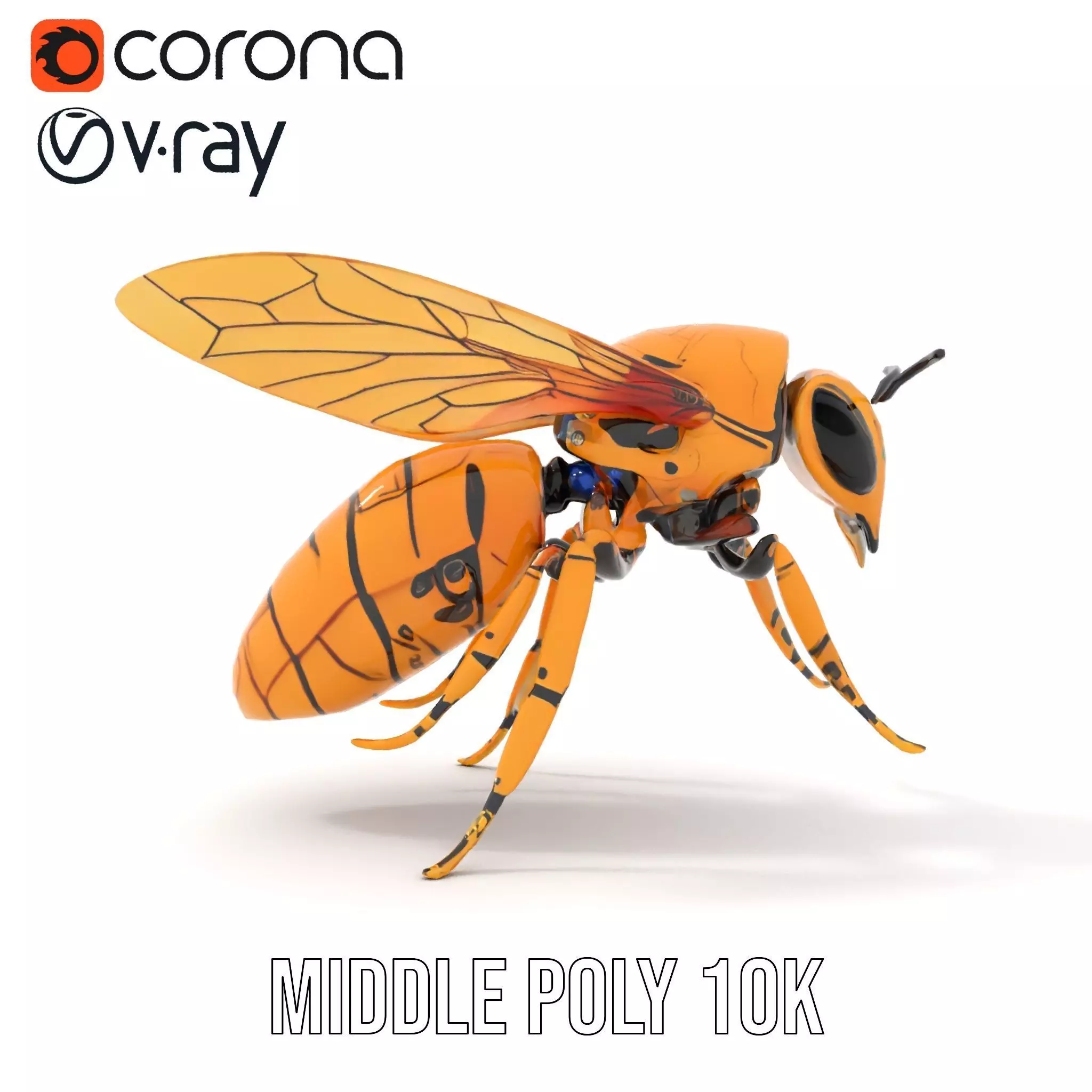 Golden Robotic Bee model pack Low-poly 3D model_13