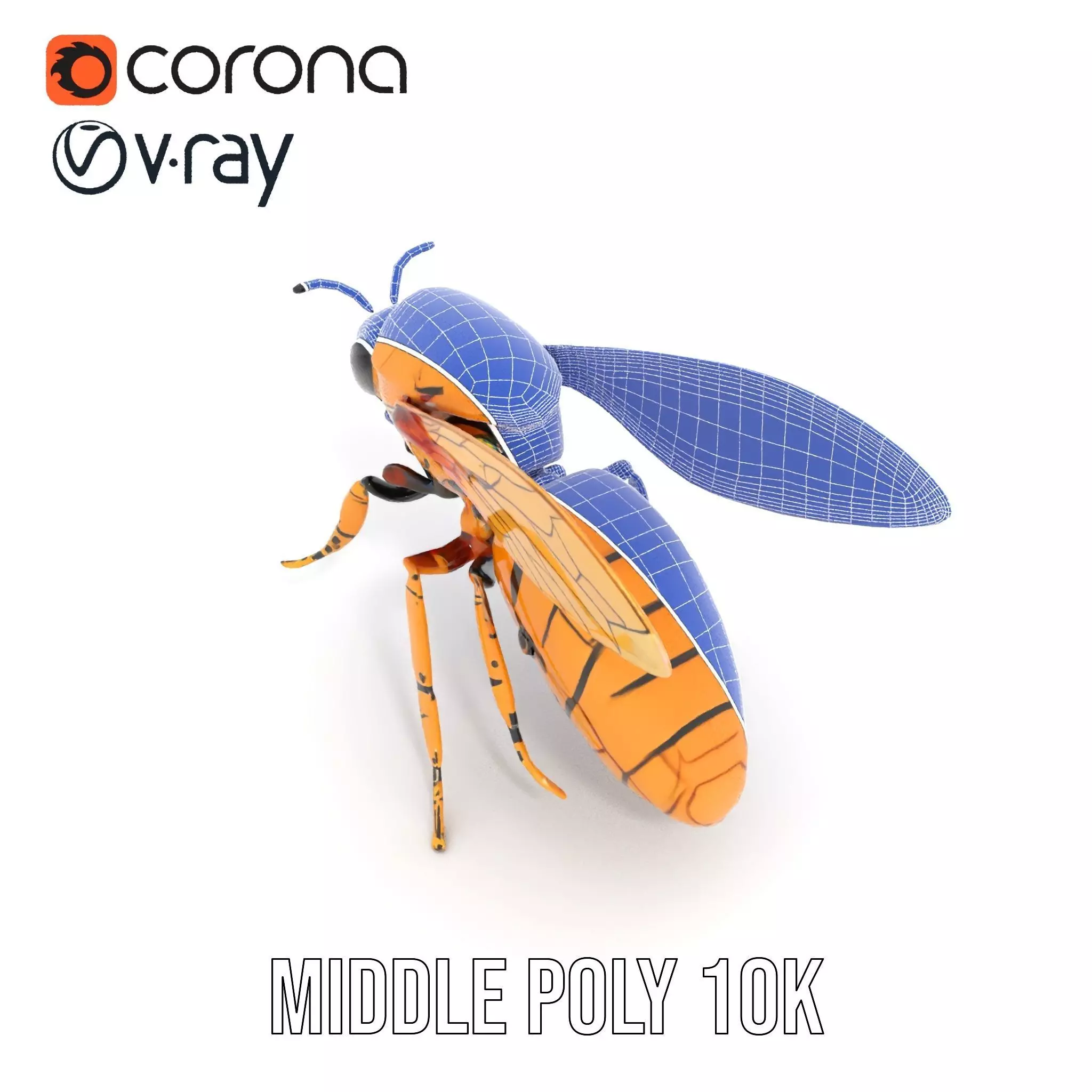 Golden Robotic Bee model pack Low-poly 3D model_11