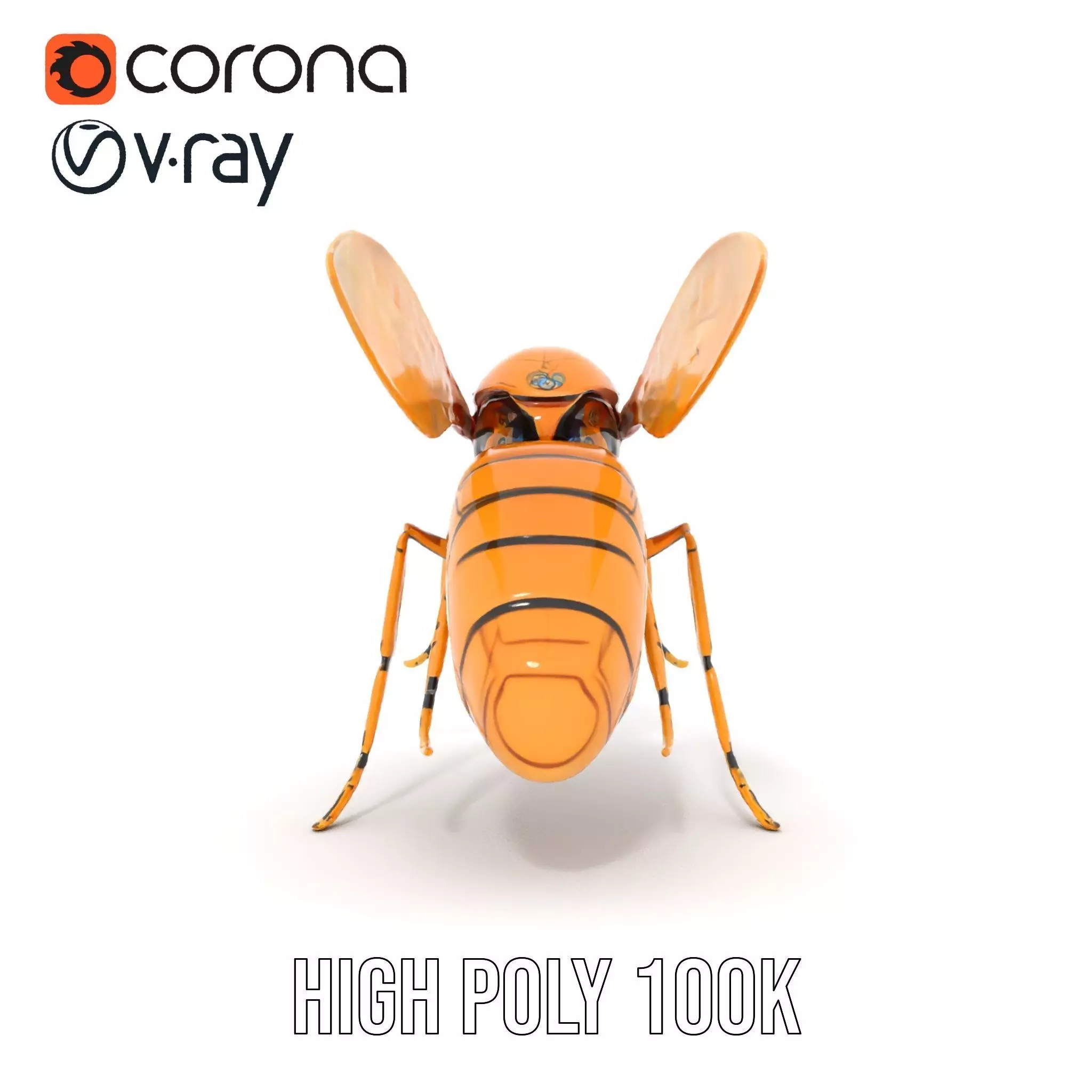 Golden Robotic Bee model pack Low-poly 3D model_18