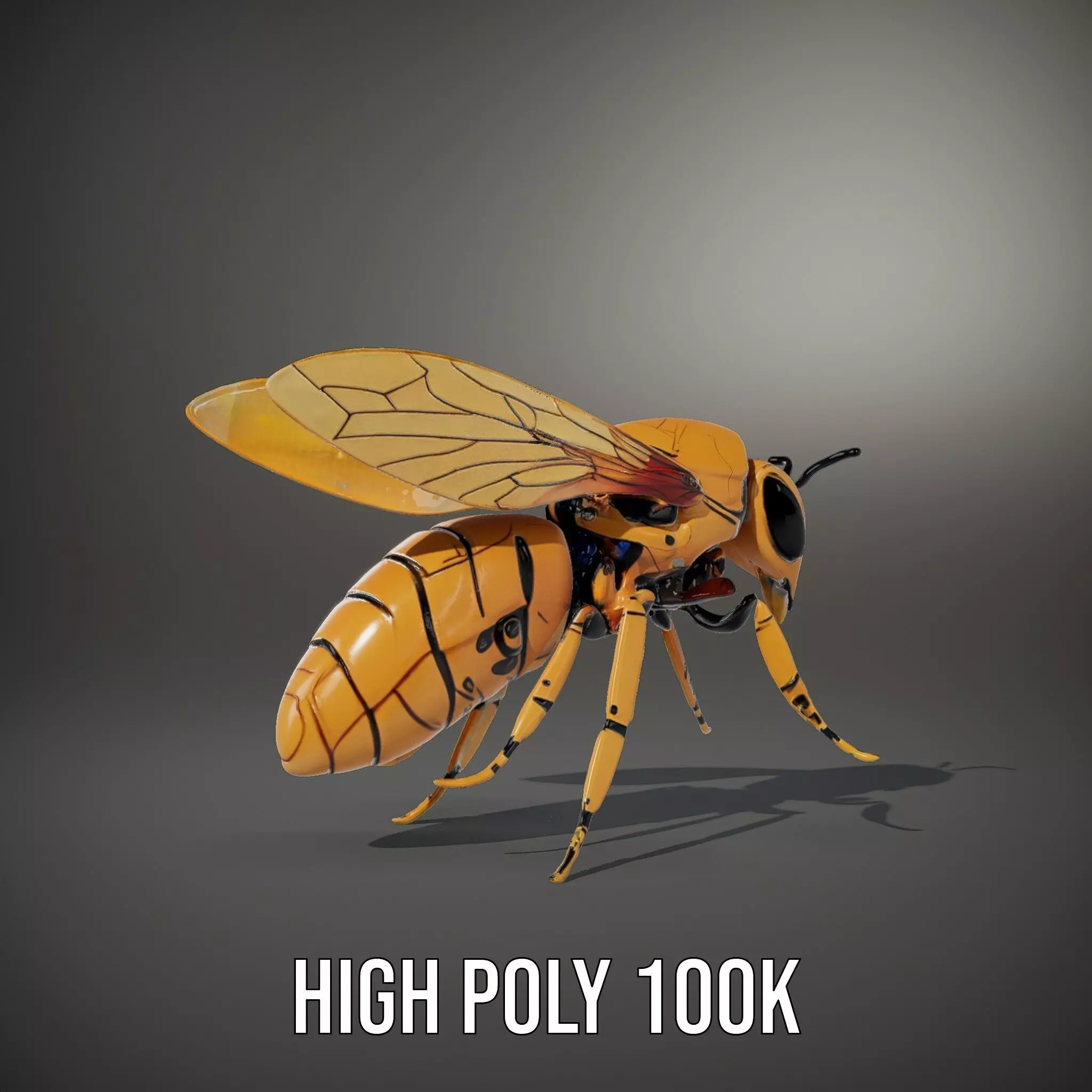 Golden Robotic Bee model pack Low-poly 3D model_10