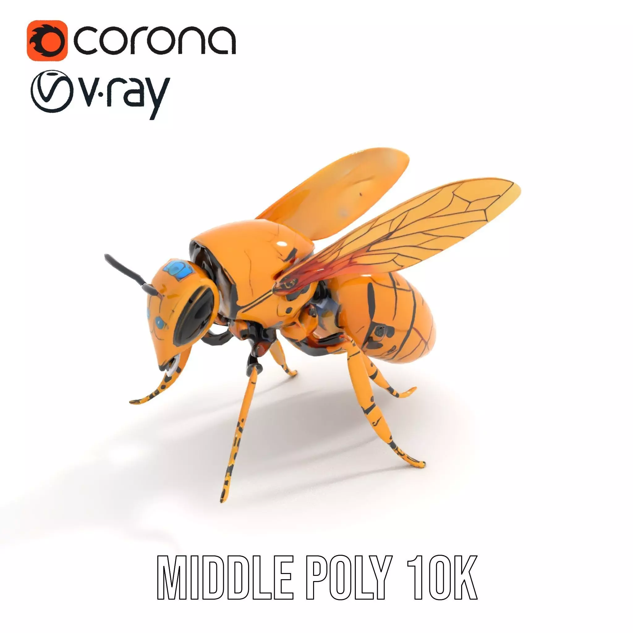 Golden Robotic Bee model pack Low-poly 3D model_24