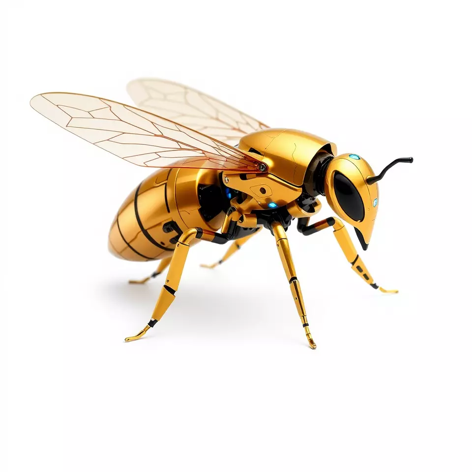 Golden Robotic Bee model pack Low-poly 3D model_2