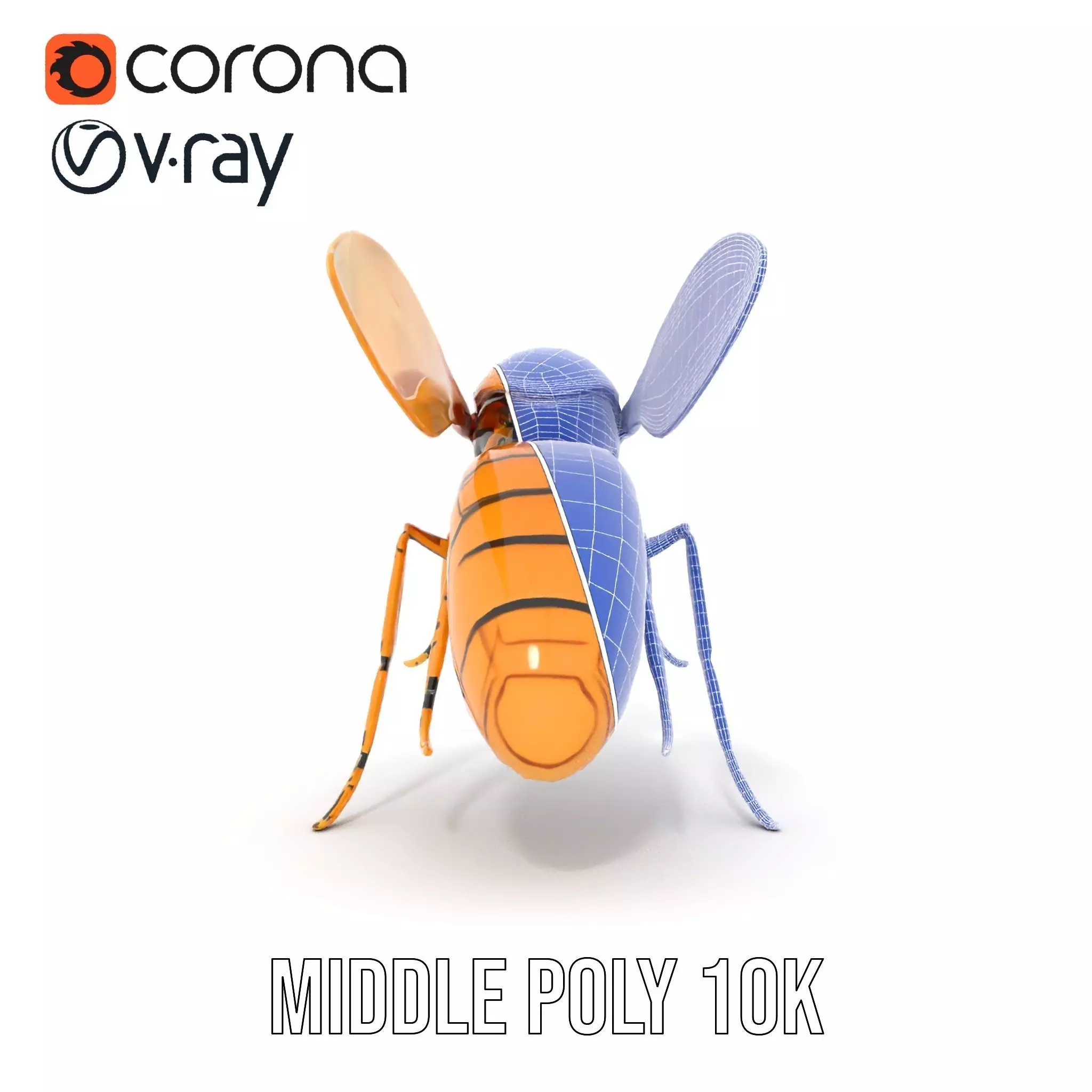 Golden Robotic Bee model pack Low-poly 3D model_29