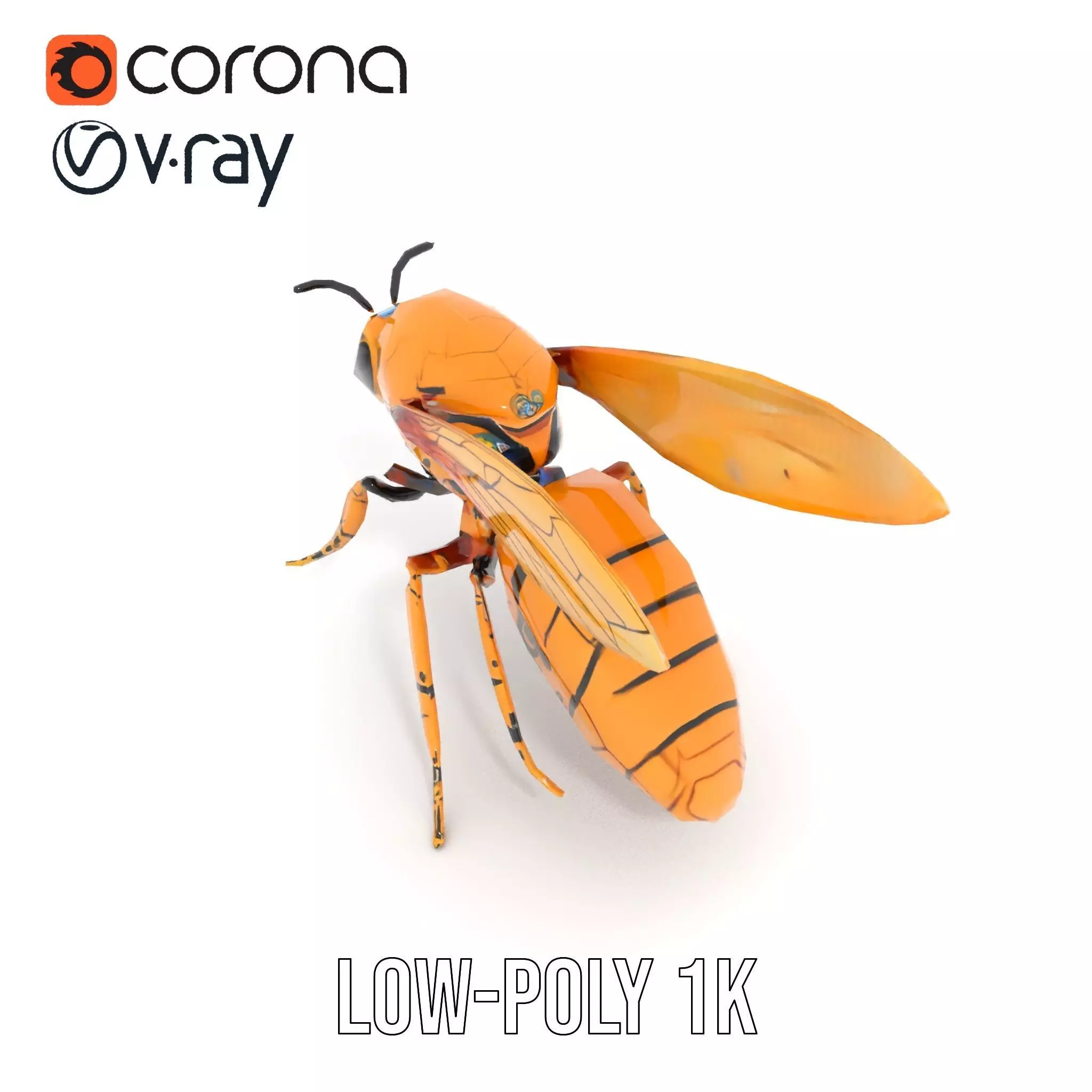 Golden Robotic Bee model pack Low-poly 3D model_9