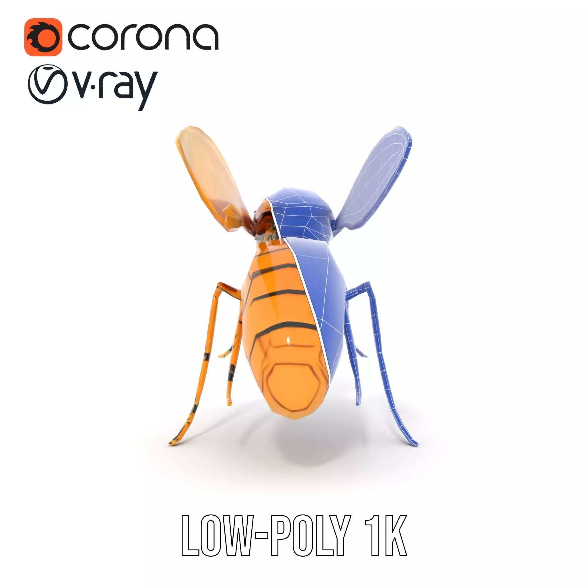 Golden Robotic Bee model pack Low-poly 3D model_28