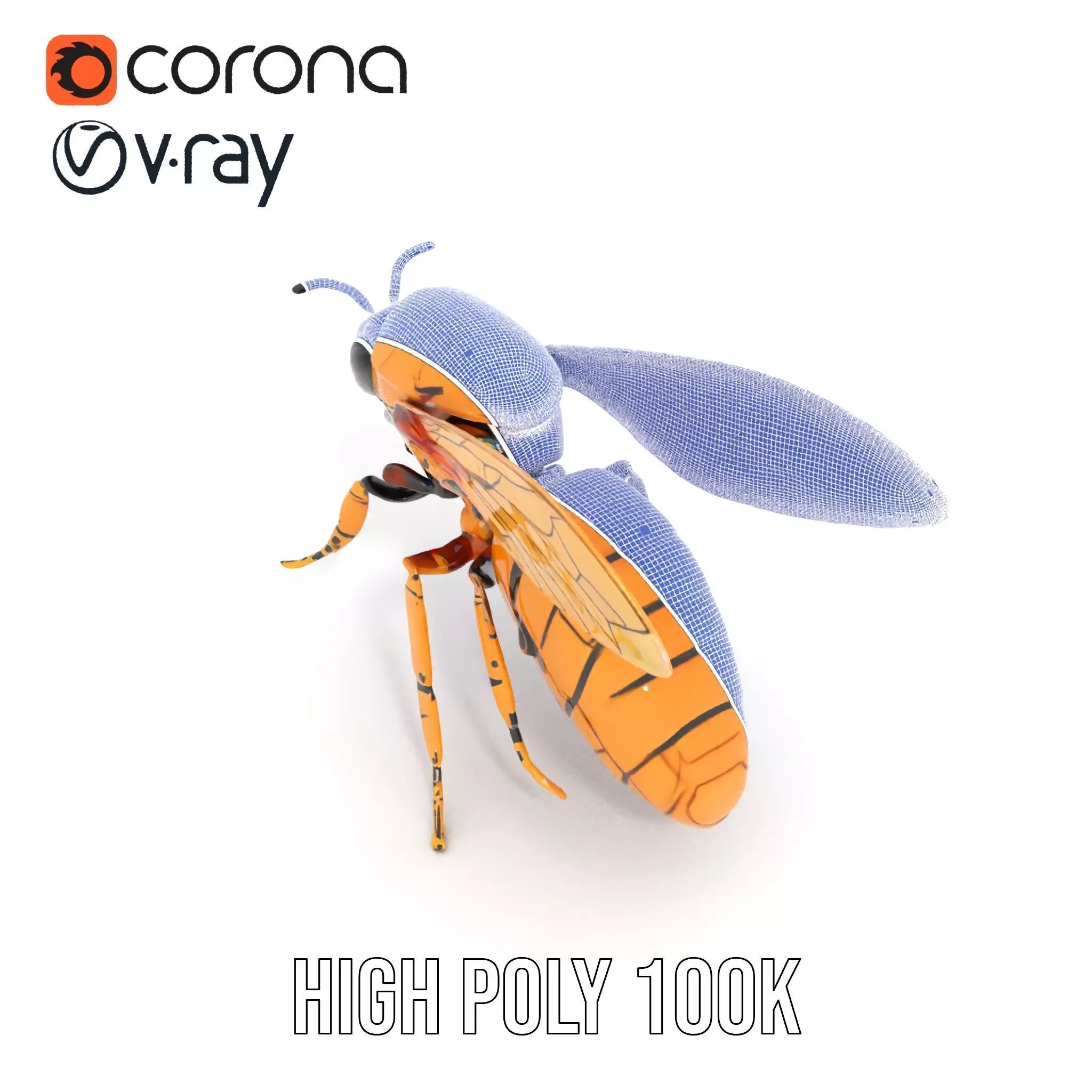 Golden Robotic Bee model pack Low-poly 3D model_23