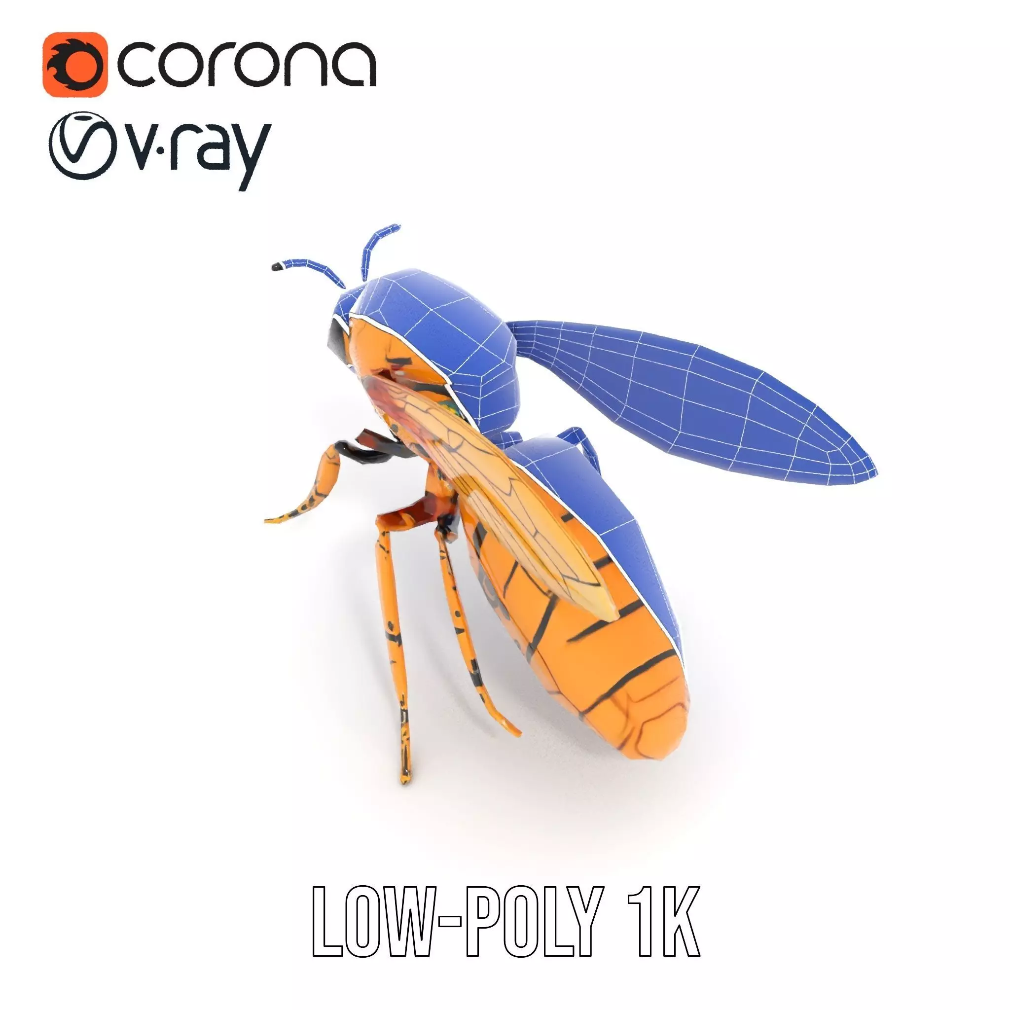 Golden Robotic Bee model pack Low-poly 3D model_30