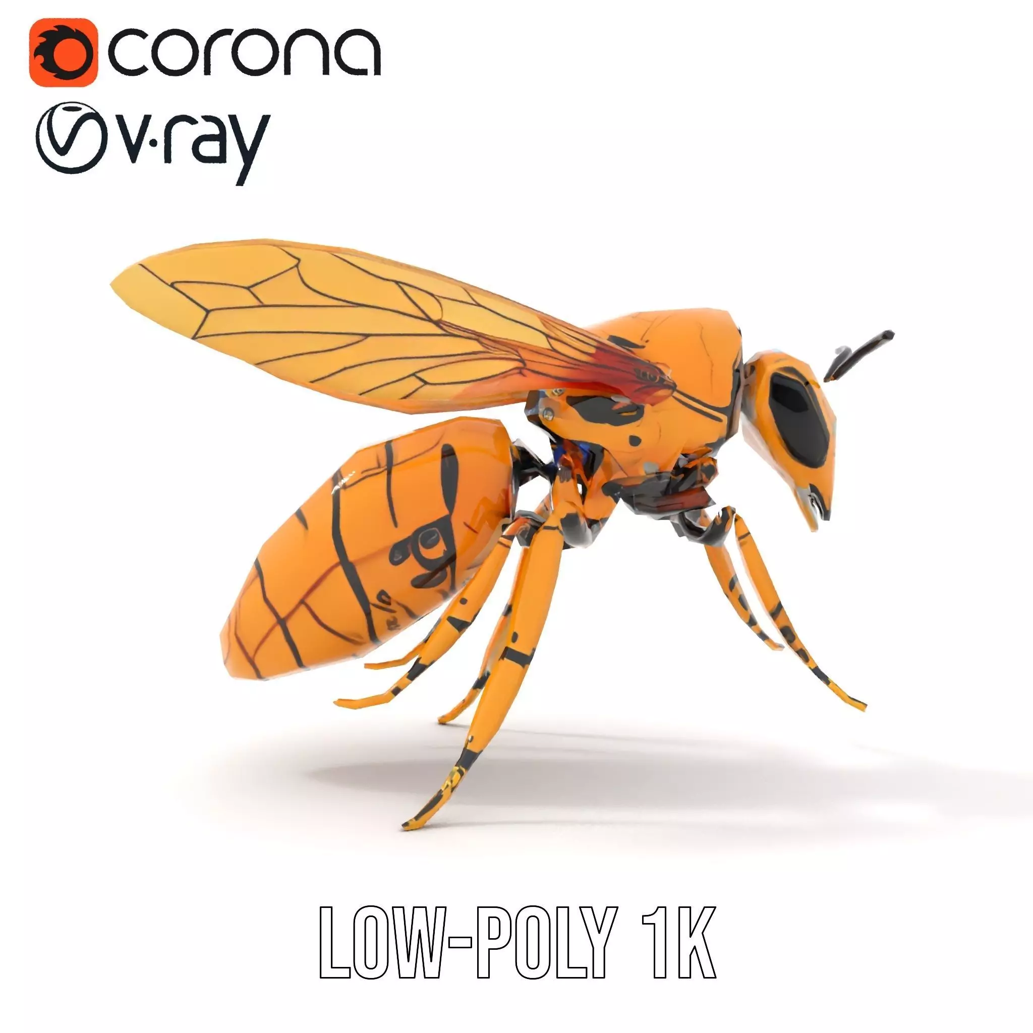 Golden Robotic Bee model pack Low-poly 3D model_20