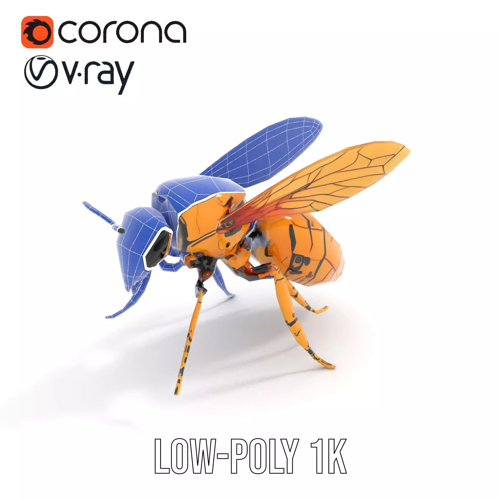 Golden Robotic Bee model pack Low-poly 3D model_14