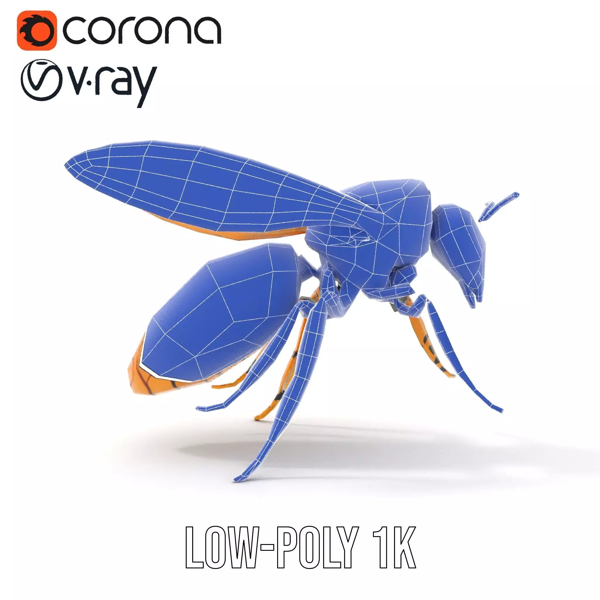 Golden Robotic Bee model pack Low-poly 3D model_17
