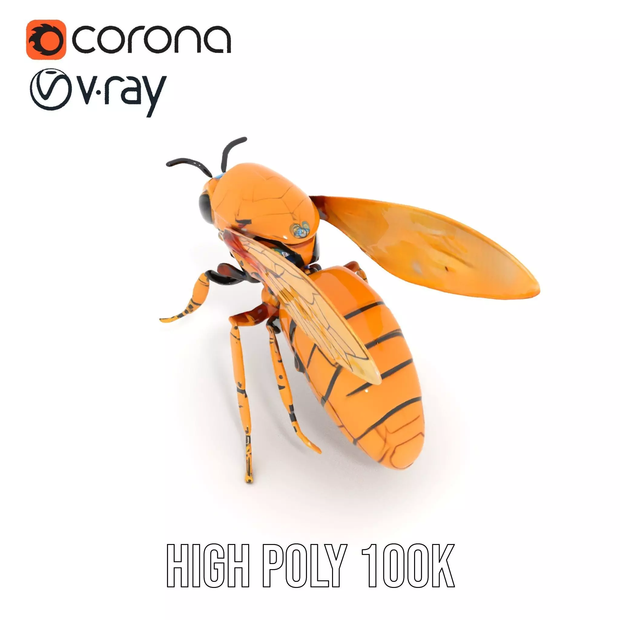 Golden Robotic Bee model pack Low-poly 3D model_15