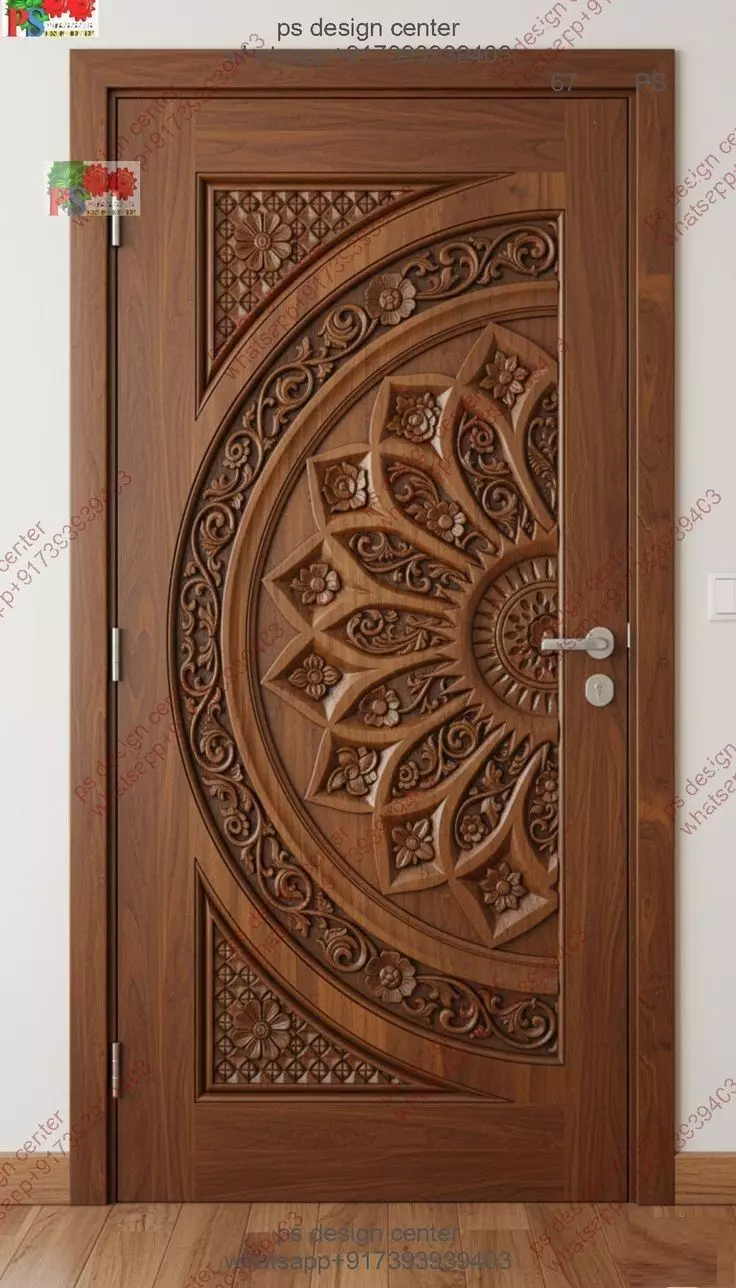 wooden door design 3D model_0