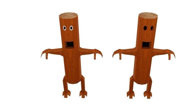 Monster Log Character Low-poly 3D model