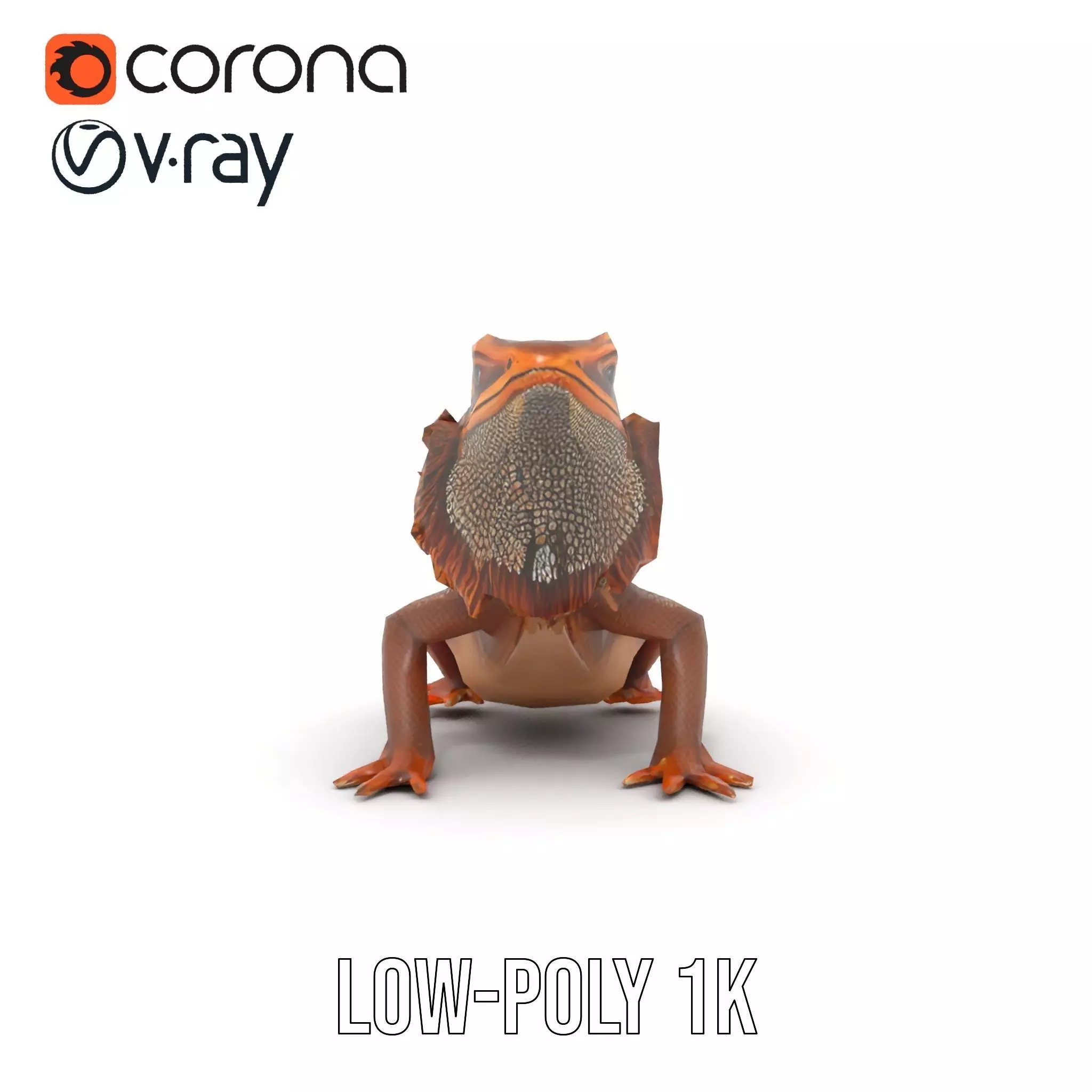 Orange Bearded Dragon model pack Low-poly 3D model_9