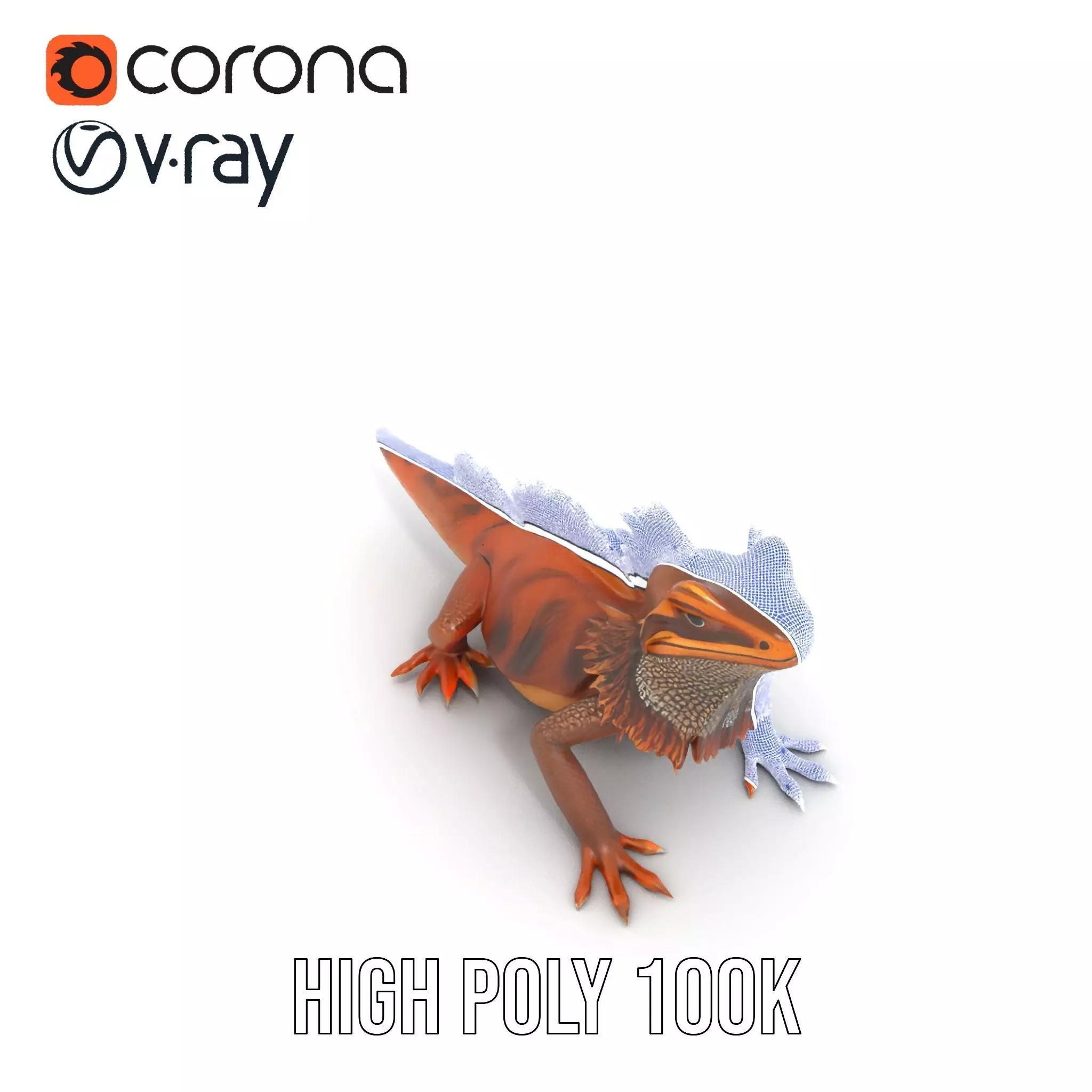 Orange Bearded Dragon model pack Low-poly 3D model_34