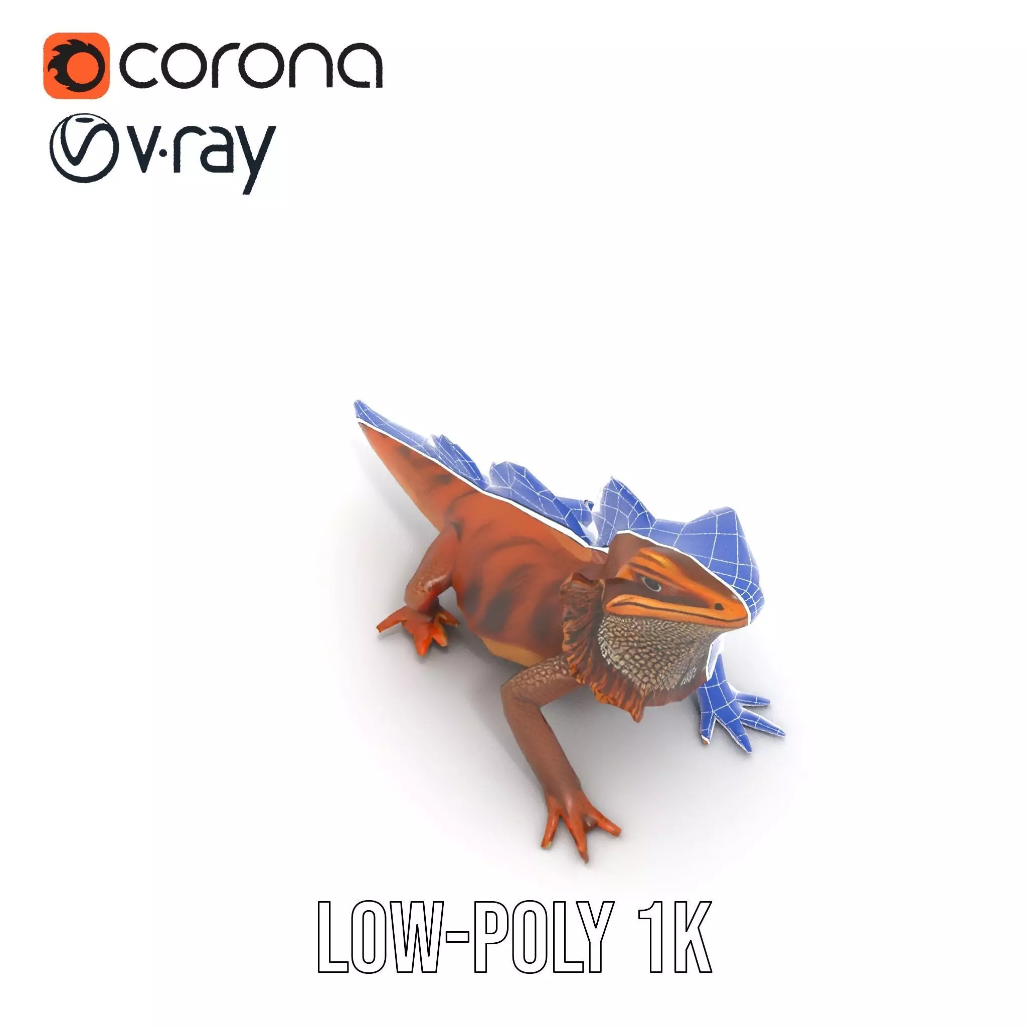 Orange Bearded Dragon model pack Low-poly 3D model_28