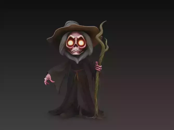 The Withered Witch - Stylized Dark Fantasy Sculpture 3D print model