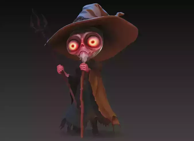 The Hollow Sage - Stylized Undead Wizard Sculpturea 3D print model