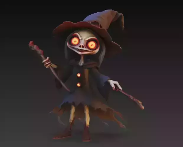 The Hollow Witchling - Stylized Halloween Character Sculpture 3D print model