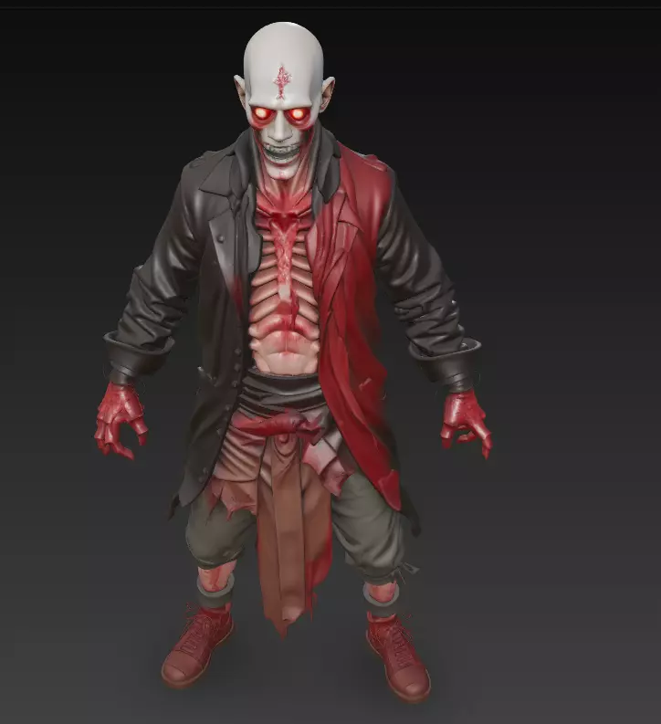 The Crimson Revenant - Stylized Horror Character Statue 3D print model_4