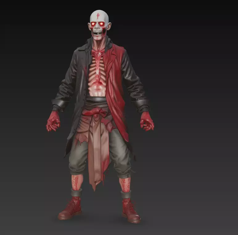 The Crimson Revenant - Stylized Horror Character Statue 3D print model_1