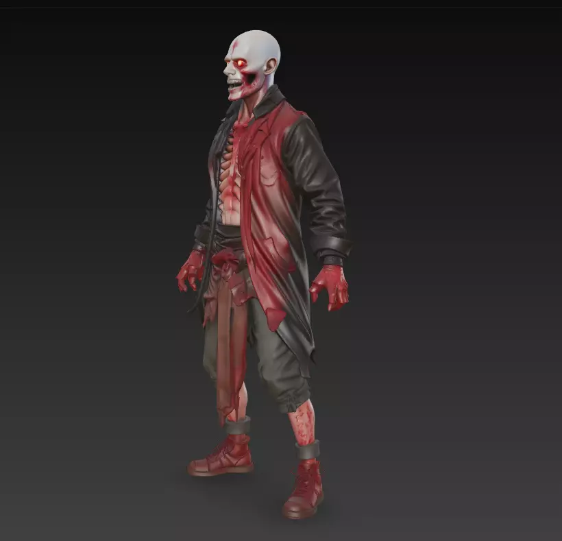 The Crimson Revenant - Stylized Horror Character Statue 3D print model_0
