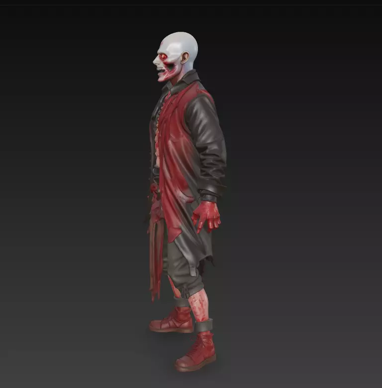 The Crimson Revenant - Stylized Horror Character Statue 3D print model_2