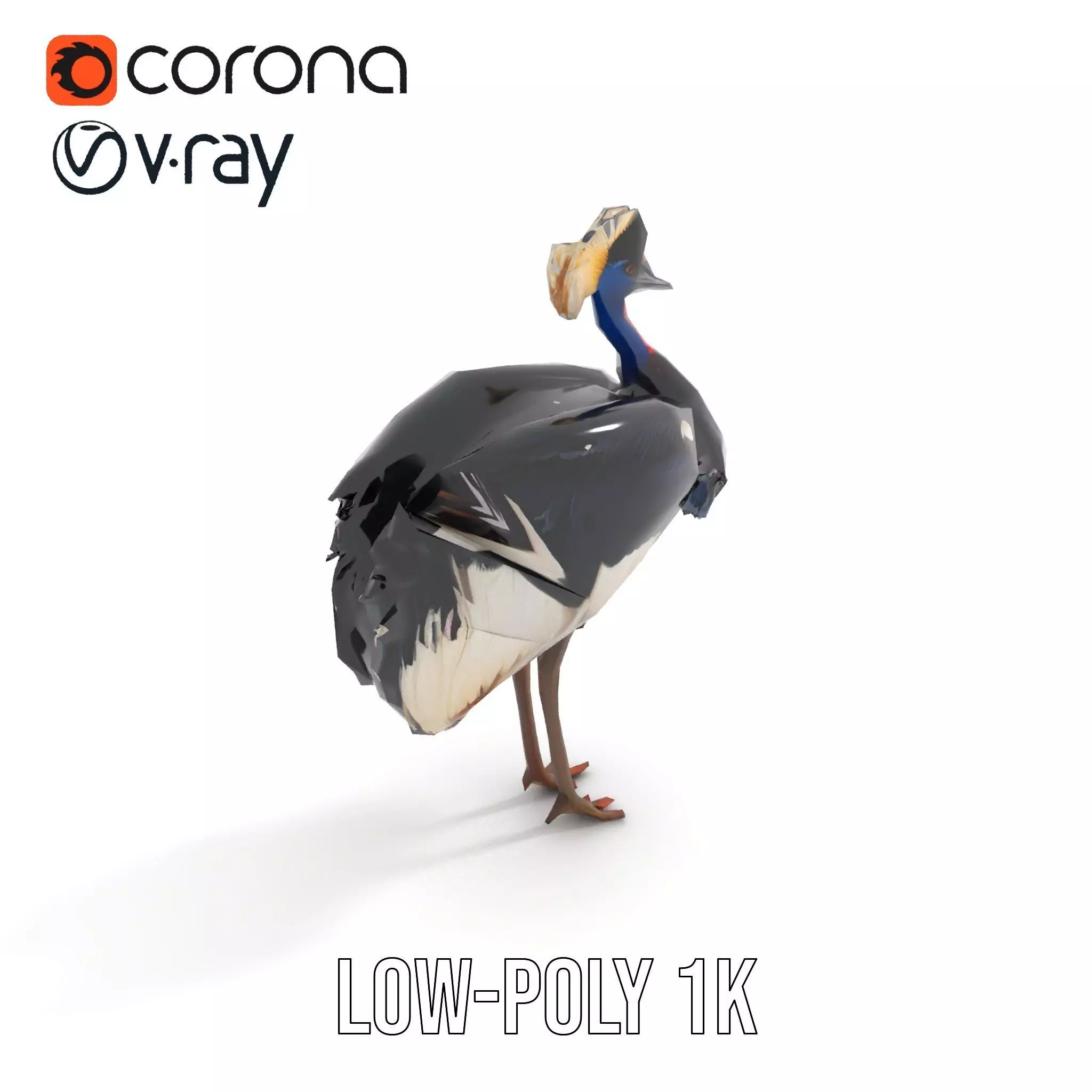 Majestic Gray Crowned Crane model pack Low-poly 3D model_18