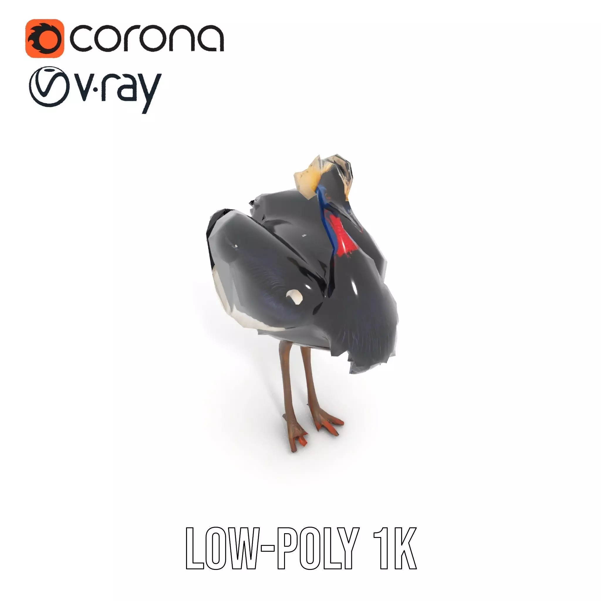 Majestic Gray Crowned Crane model pack Low-poly 3D model_24