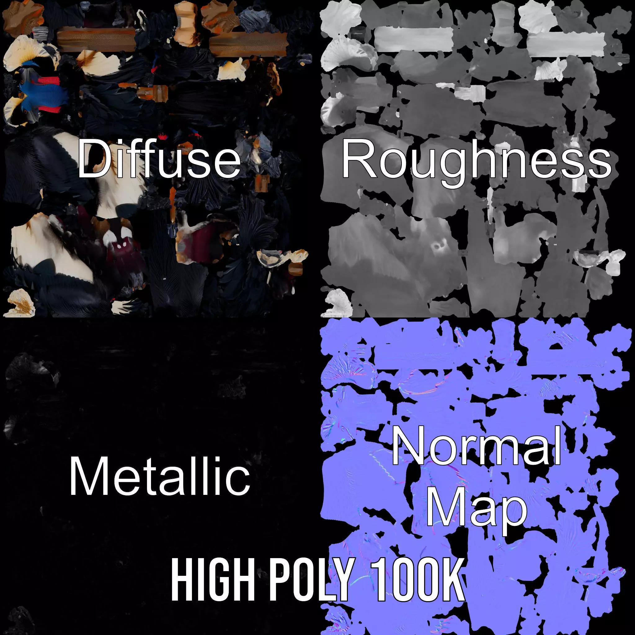 Majestic Gray Crowned Crane model pack Low-poly 3D model_3