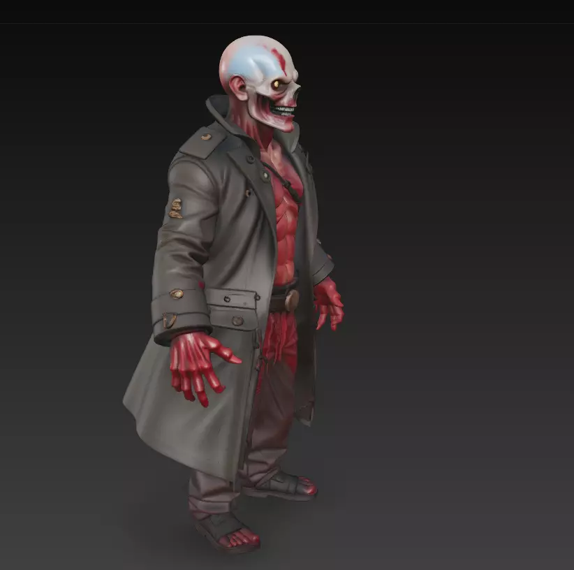 The Crimson Ghoul - Stylized Zombie Commander 3D print model_1