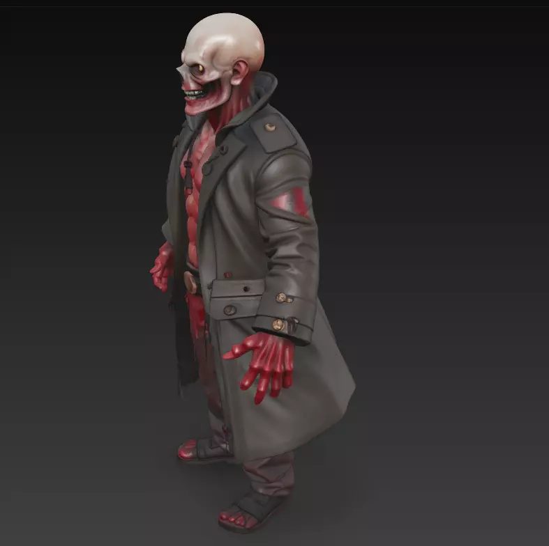 The Crimson Ghoul - Stylized Zombie Commander 3D print model_3