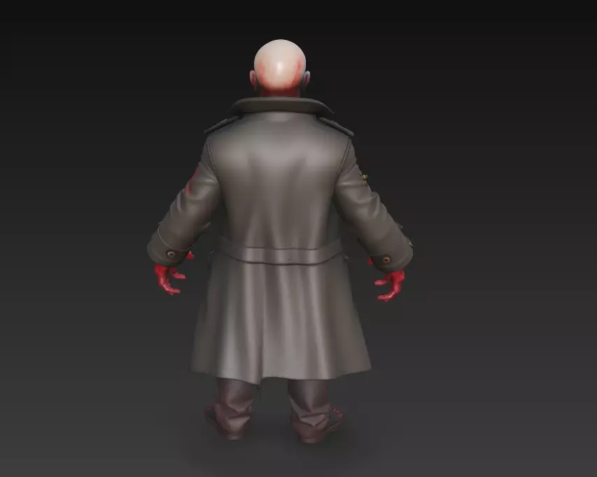 The Crimson Ghoul - Stylized Zombie Commander 3D print model_5