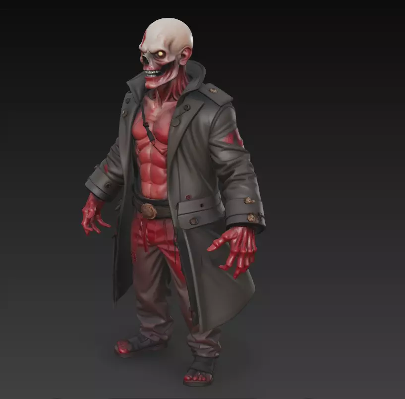 The Crimson Ghoul - Stylized Zombie Commander 3D print model_2