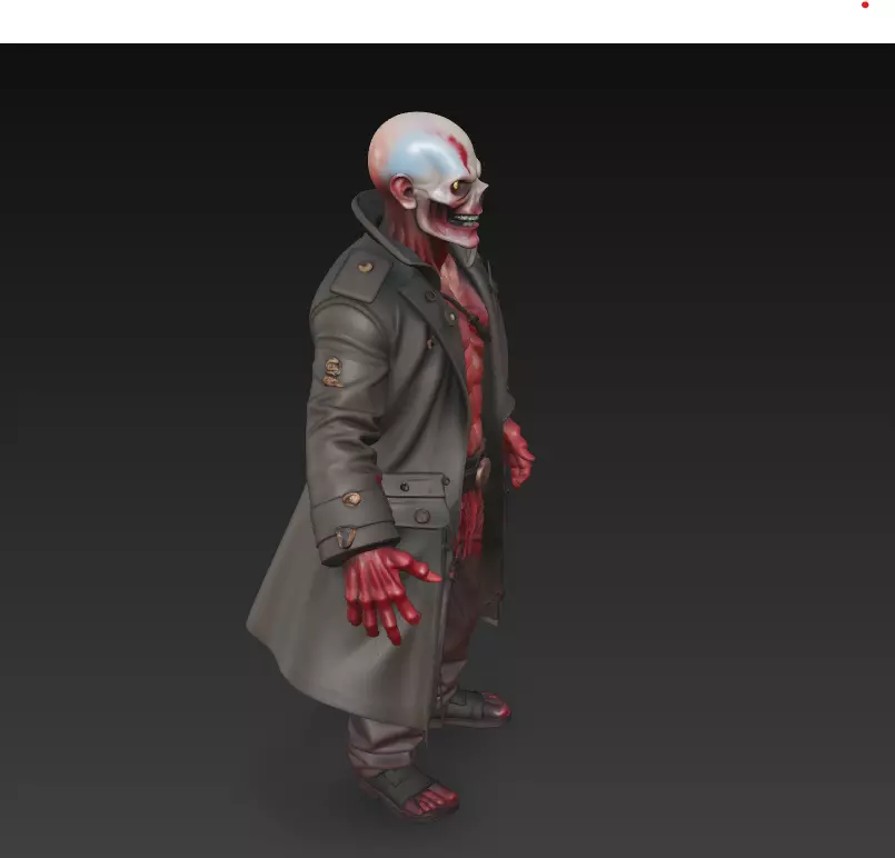 The Crimson Ghoul - Stylized Zombie Commander 3D print model_4