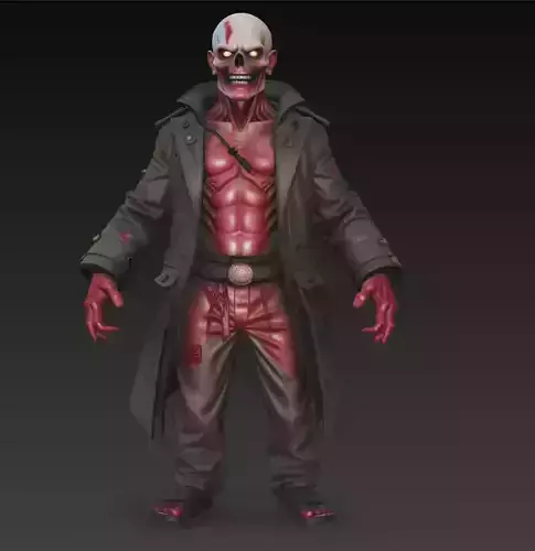 The Crimson Ghoul - Stylized Zombie Commander 3D print model The Crimson Ghoul - Stylized Zombie Commander 3D print model