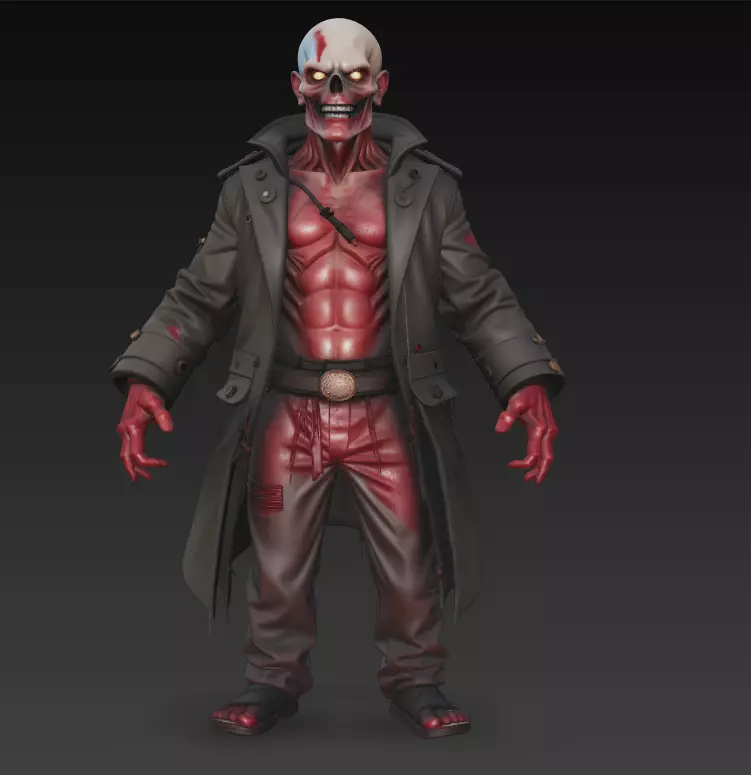 The Crimson Ghoul - Stylized Zombie Commander 3D print model_0